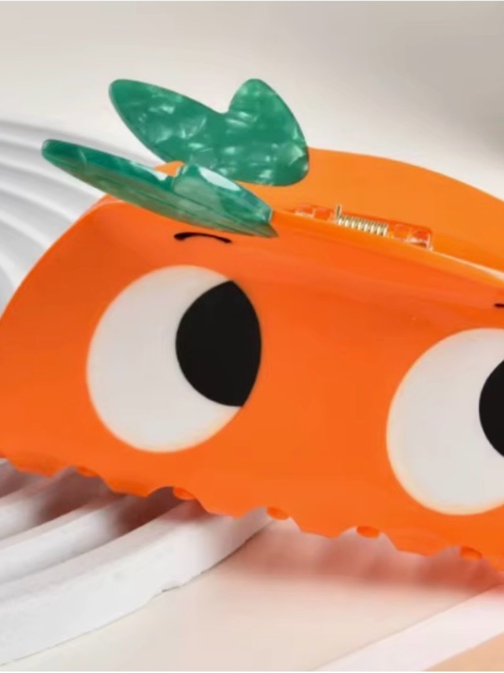 Disney Orange Bird  Hair Clip with Green Leaf Accent